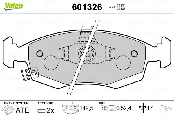 Handler.Part Brake pad set, disc brake Valeo 601326 1