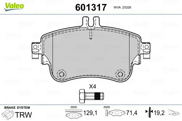 Handler.Part Brake pad set, disc brake Valeo 601317 1