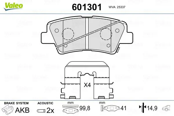 Handler.Part Brake pad set, disc brake Valeo 601301 1