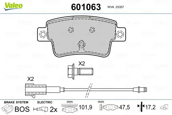 Handler.Part Brake pad set, disc brake Valeo 601063 1