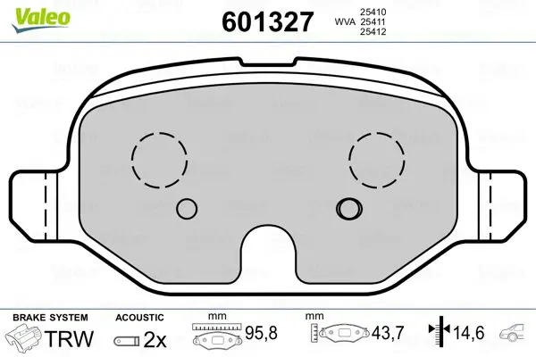 Handler.Part Brake pad set, disc brake Valeo 601327 1