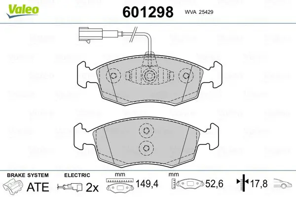 Handler.Part Brake pad set, disc brake Valeo 601298 1