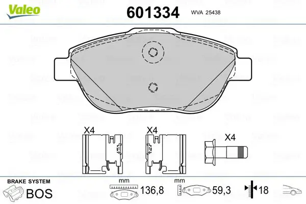 Handler.Part Brake pad set, disc brake Valeo 601334 1