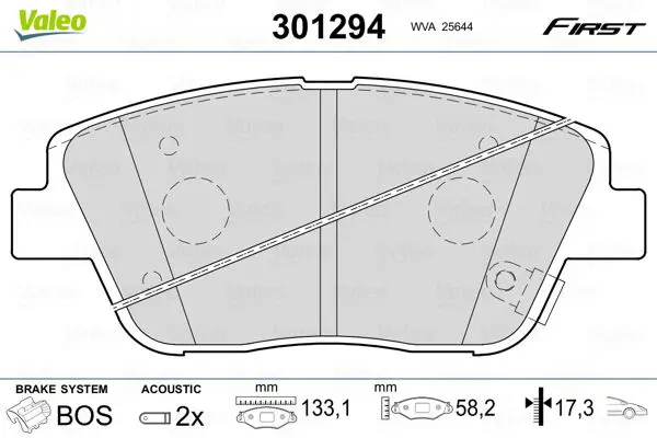 Handler.Part Brake pad set, disc brake Valeo 301294 1