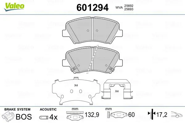 Handler.Part Brake pad set, disc brake Valeo 601294 1