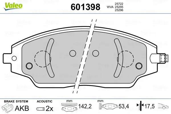 Handler.Part Brake pad set, disc brake Valeo 601398 1