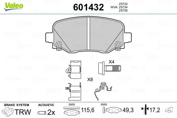 Handler.Part Brake pad set, disc brake Valeo 601432 1