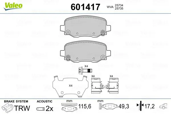 Handler.Part Brake pad set, disc brake Valeo 601417 1