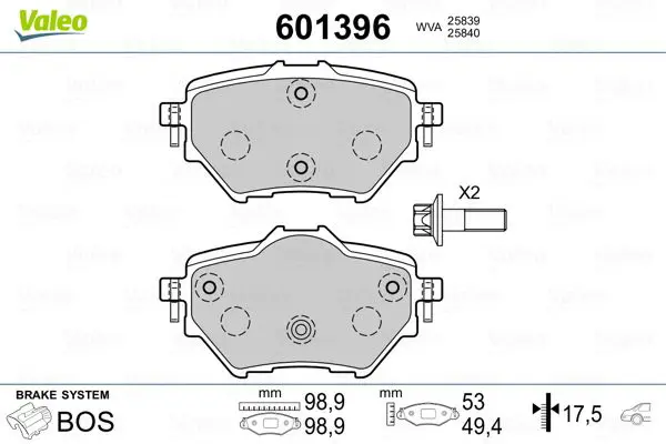 Handler.Part Brake pad set, disc brake Valeo 601396 1