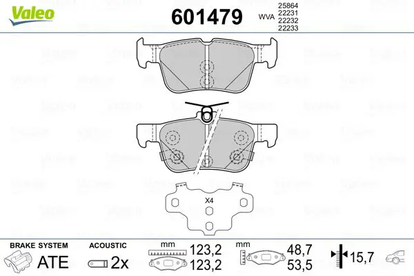 Handler.Part Brake pad set, disc brake Valeo 601479 1