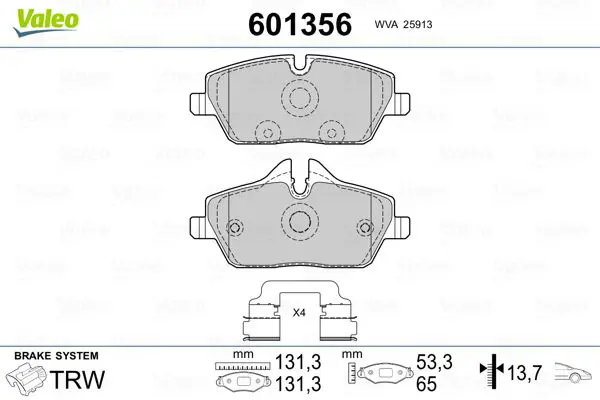 Handler.Part Brake pad set, disc brake Valeo 601356 1