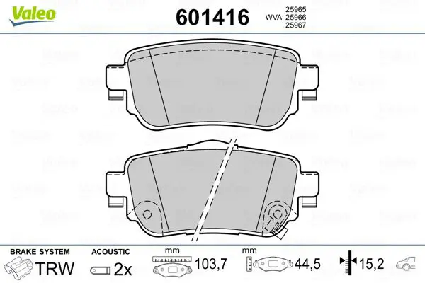 Handler.Part Brake pad set, disc brake Valeo 601416 1