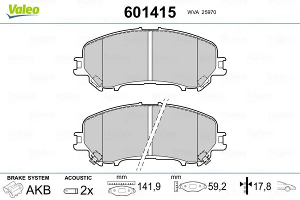 Handler.Part Brake pad set, disc brake Valeo 601415 1