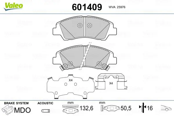 Handler.Part Brake pad set, disc brake Valeo 601409 1