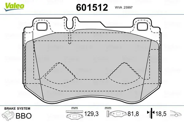 Handler.Part Brake pad set, disc brake Valeo 601512 1