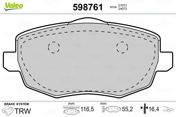 Handler.Part Brake pad set, disc brake Valeo 598761 1