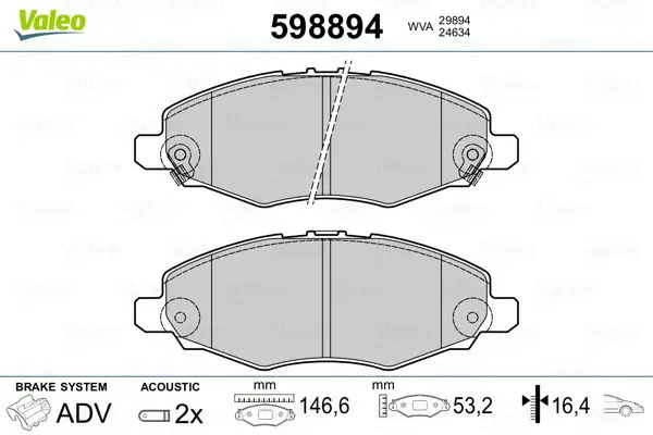 Handler.Part Brake pad set, disc brake Valeo 598894 1