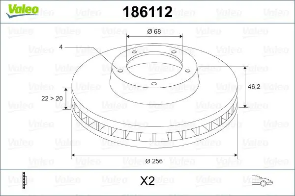 Handler.Part Brake disc Valeo 186112 1