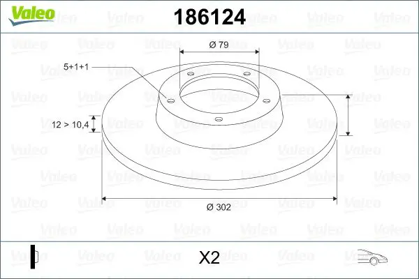 Handler.Part Brake disc Valeo 186124 1