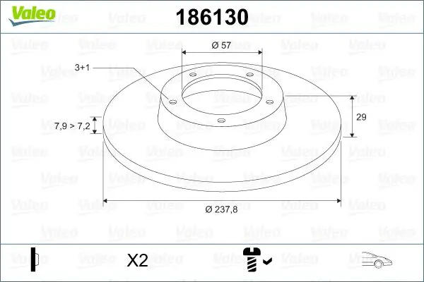 Handler.Part Brake disc Valeo 186130 1