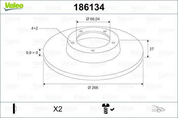 Handler.Part Brake disc Valeo 186134 1