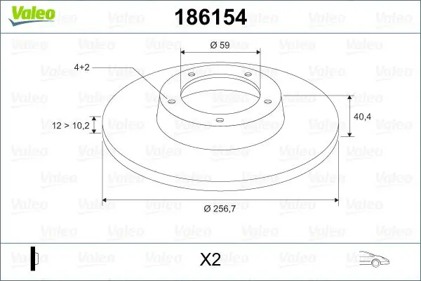 Handler.Part Brake disc Valeo 186154 1