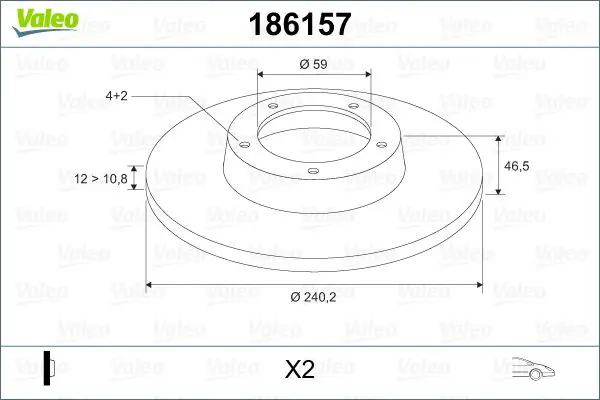 Handler.Part Brake disc Valeo 186157 1