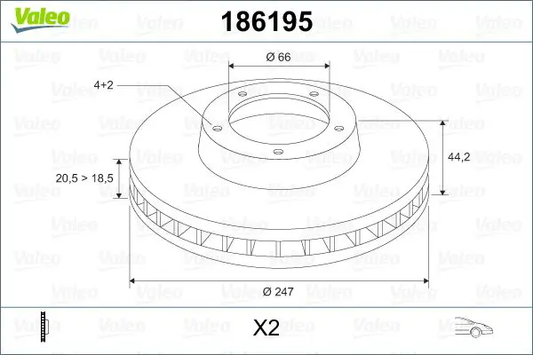 Handler.Part Brake disc Valeo 186195 1