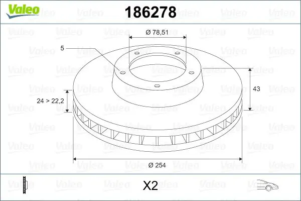 Handler.Part Brake disc Valeo 186278 1