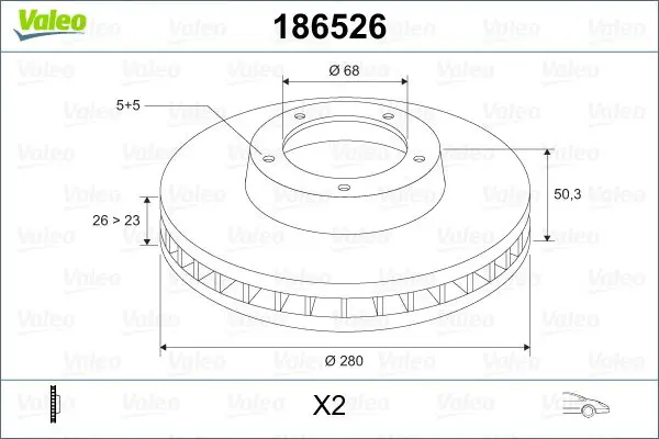 Handler.Part Brake disc Valeo 186526 1