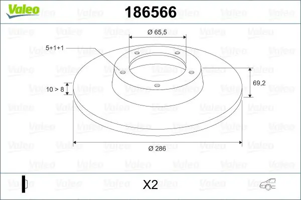 Handler.Part Brake disc Valeo 186566 1