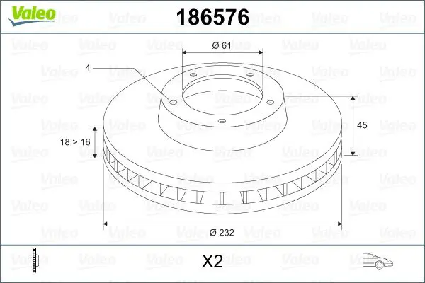 Handler.Part Brake disc Valeo 186576 1