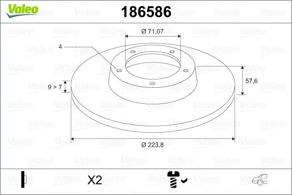 Handler.Part Brake disc Valeo 186586 1