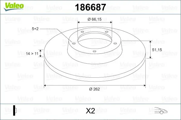 Handler.Part Brake disc Valeo 186687 1