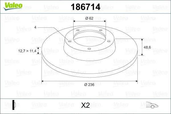 Handler.Part Brake disc Valeo 186714 1