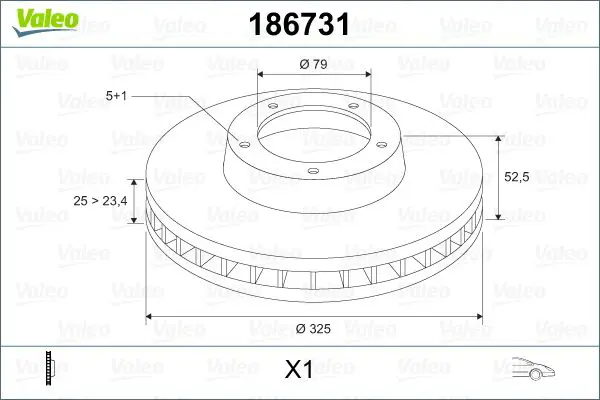 Handler.Part Brake disc Valeo 186731 1