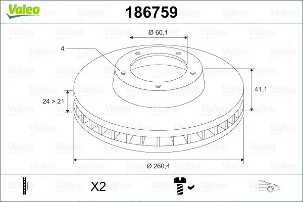 Handler.Part Brake disc Valeo 186759 1