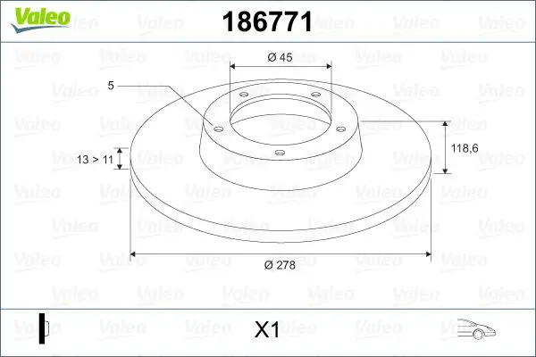 Handler.Part Brake disc Valeo 186771 1