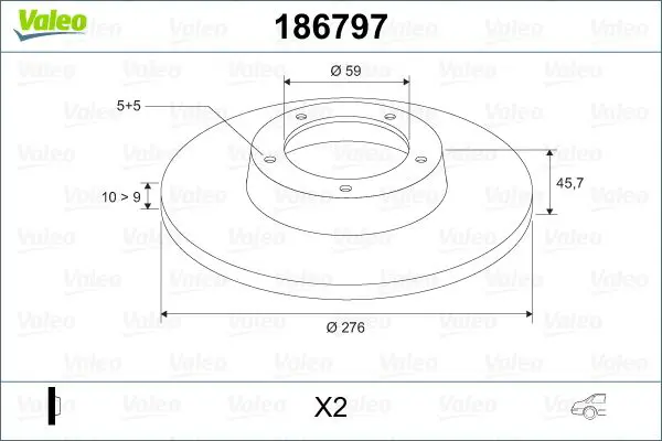 Handler.Part Brake disc Valeo 186797 1