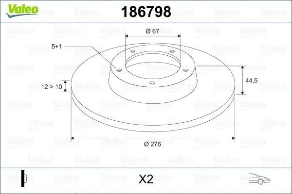 Handler.Part Brake disc Valeo 186798 1