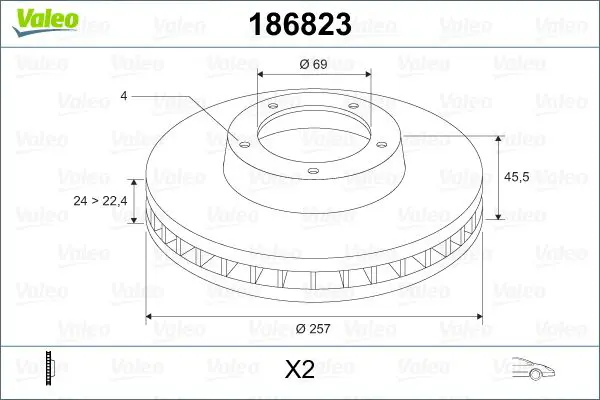 Handler.Part Brake disc Valeo 186823 1