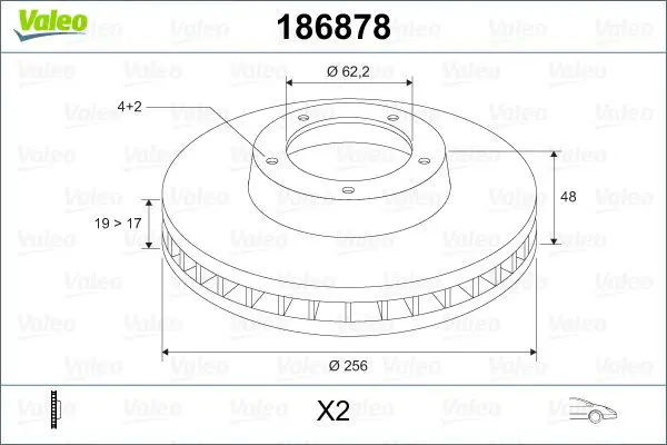 Handler.Part Brake disc Valeo 186878 1