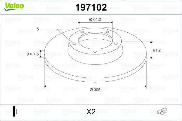 Handler.Part Brake disc Valeo 197102 1