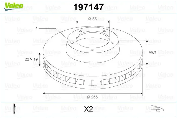 Handler.Part Brake disc Valeo 197147 1