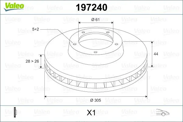 Handler.Part Brake disc Valeo 197240 1