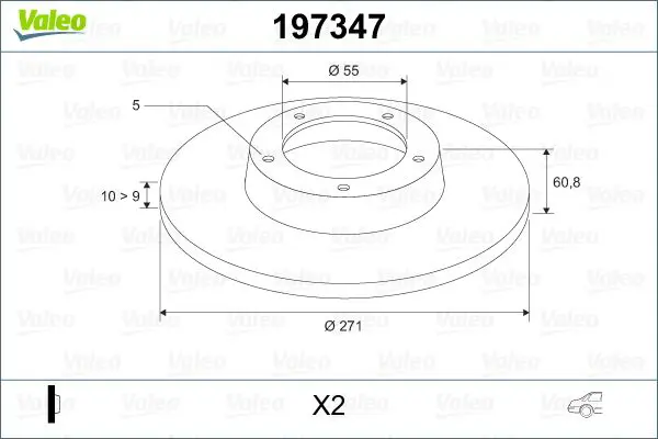 Handler.Part Brake disc Valeo 197347 1