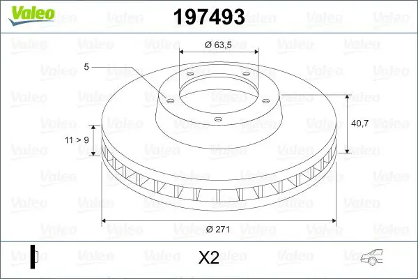 Handler.Part Brake disc Valeo 197493 1