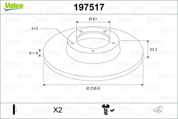 Handler.Part Brake disc Valeo 197517 1