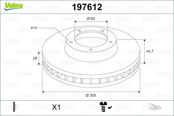 Handler.Part Brake disc Valeo 197612 1