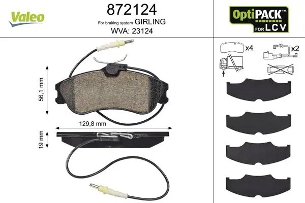 Handler.Part Brake pad set, disc brake Valeo 872124 1